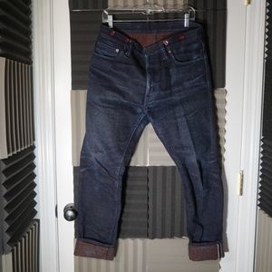 Pure Blue Japan Super Rough Kakishibu Selvedge Jeans waist 32 whiskers slub fade